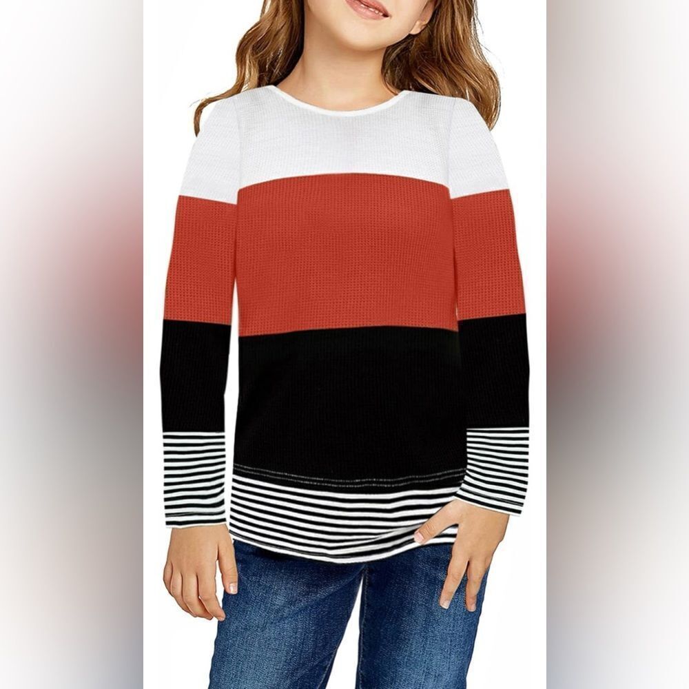 Girls’ Color Block Long Sleeve Crew Neck Sweater Size 10-11 Years NWT
